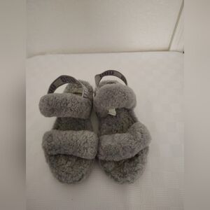 UGG Kids Fluffy Gray Sandals
